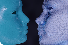 Two people facing each other